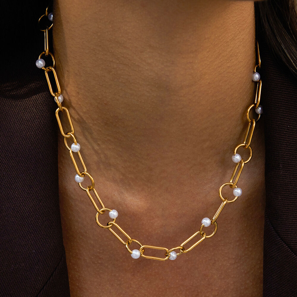 1 Piece Elegant Circle Stainless Steel Waterproof Gold Color Women's Chain Necklaces Picture3