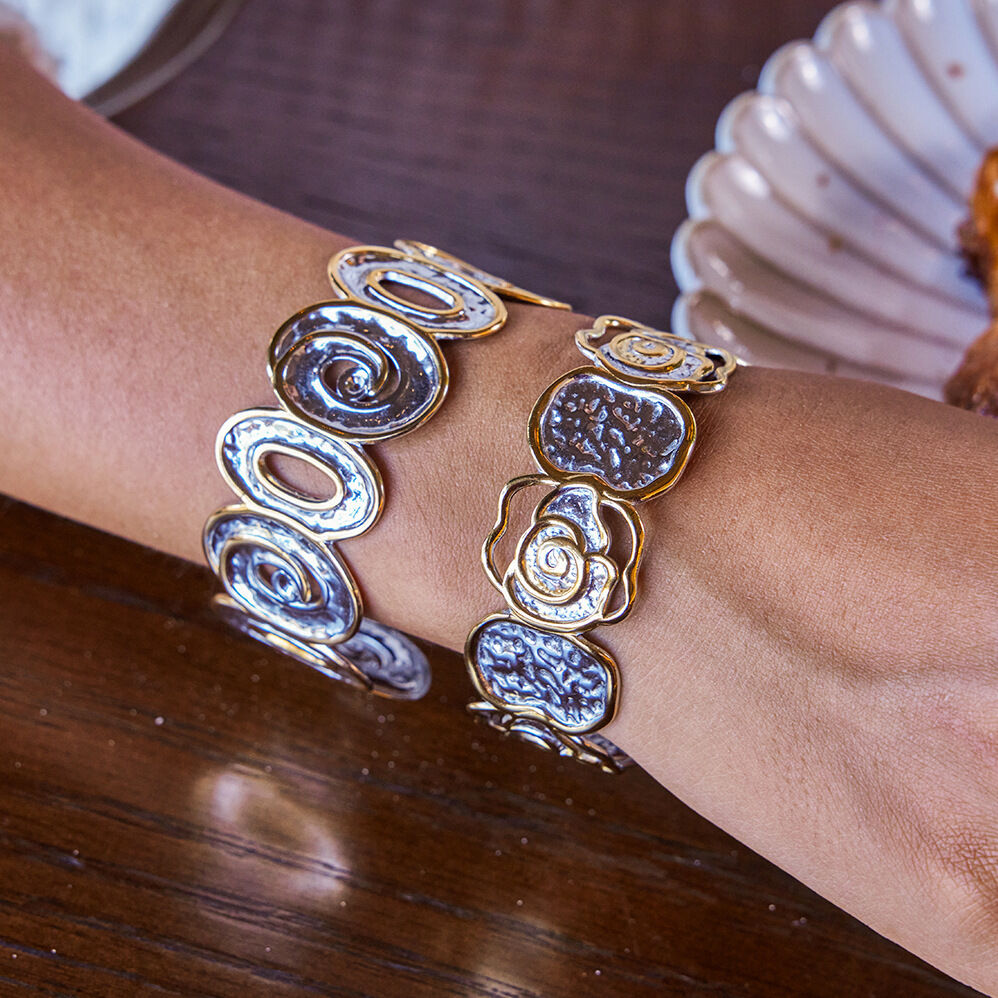 1 stuk roségouden en zilverkleurige, waterdichte roestvrijstalen damesarmband 2