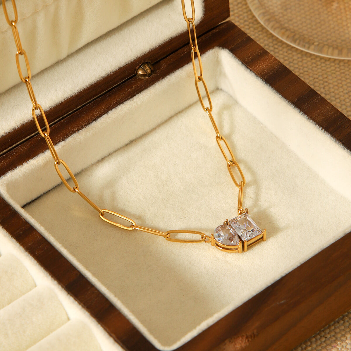 1 Piece Luxurious Irregular Shape Stainless Steel Waterproof Zircon Women's Pendant Necklaces h5 Picture5