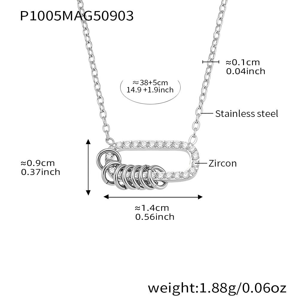 P1005-Steel Roman Ring Necklace 38+5Cm Picture4