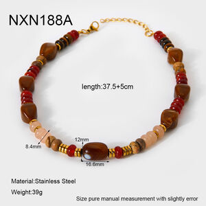 1 Piece Daily Beads Acrylic Gold Color Women's Beaded Necklaces h5