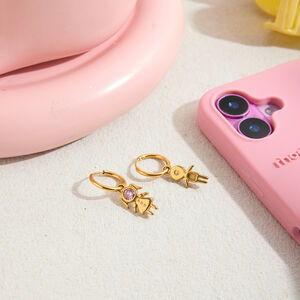 1 Pair Romantic Children Stainless Steel Waterproof Gold Color Zircon Women's Drop Earrings h5 Picture6