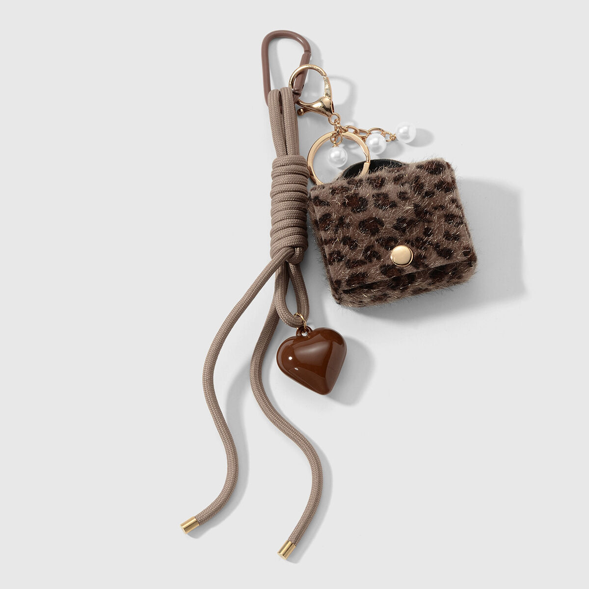 1 Piece Retro Heart Leopard Print Bag Charm 