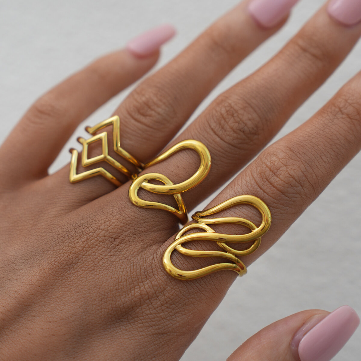 1 Piece Simple Irregular Shape Lines Stainless Steel Waterproof Women's  Statement Rings