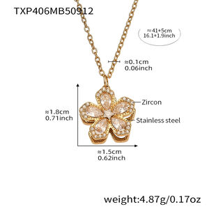 Classic Flower Rotatable Stainless Steel Waterproof Gold Color Zircon Women's Jewelry Sets h5
