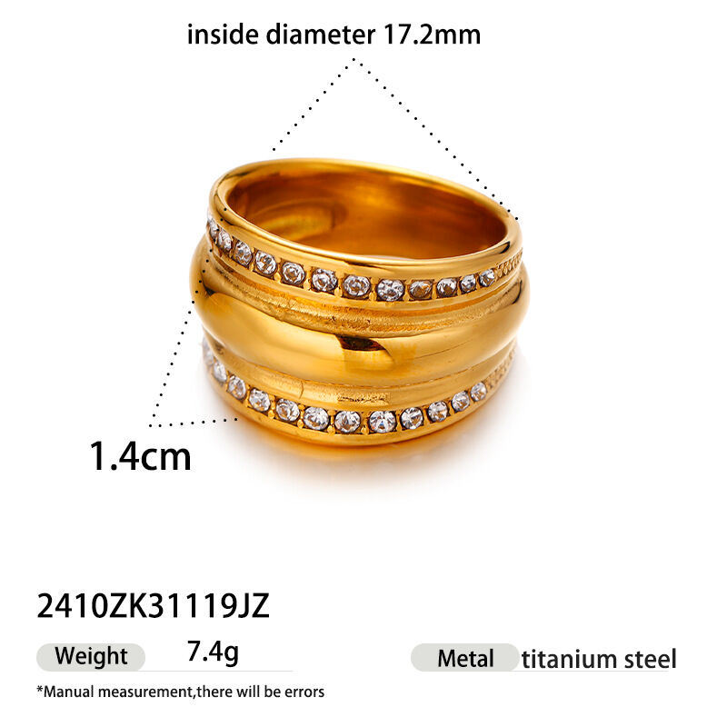 1 Piece Cross Stainless Steel Waterproof Gold Color Statement Ring h5
