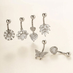 1 Stück Stilvolle Blume Herz Schmetterling Kupfer Gold Farbe Zirkon Bauchnabelpiercings h5 Bild5