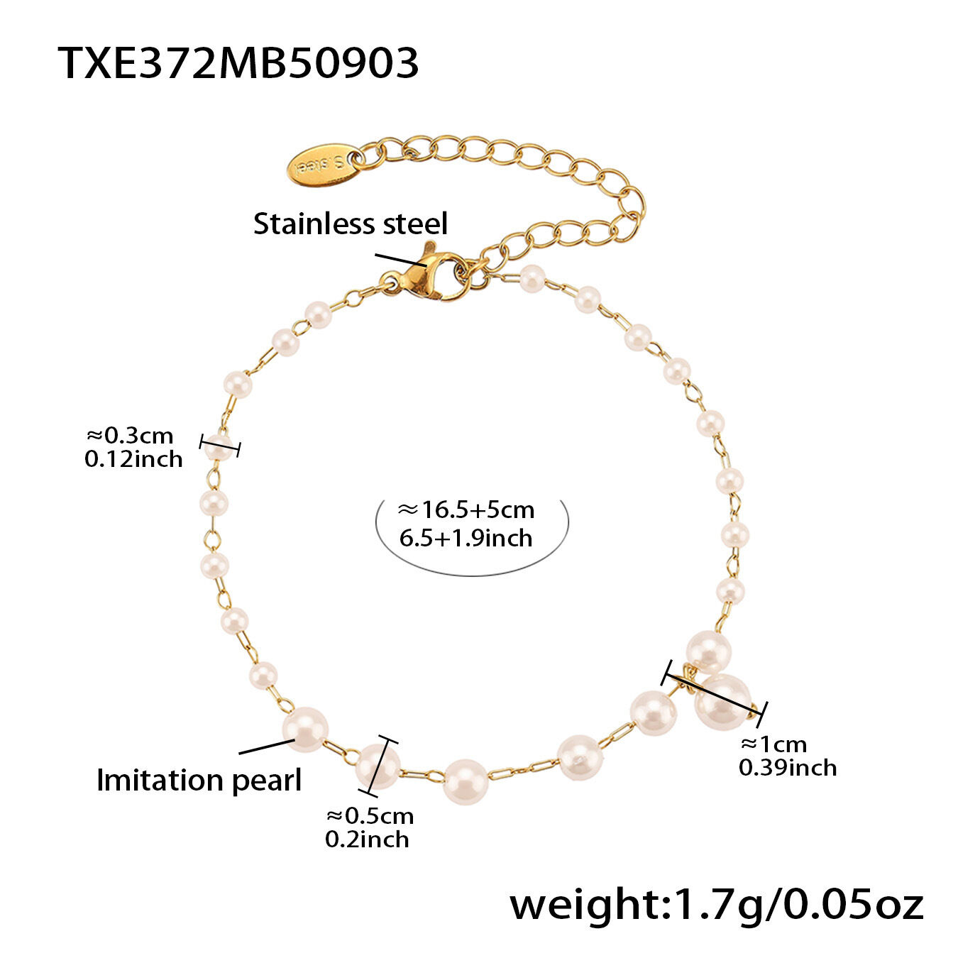 Txe372-Gold Bracelet 16+5Cm Picture4