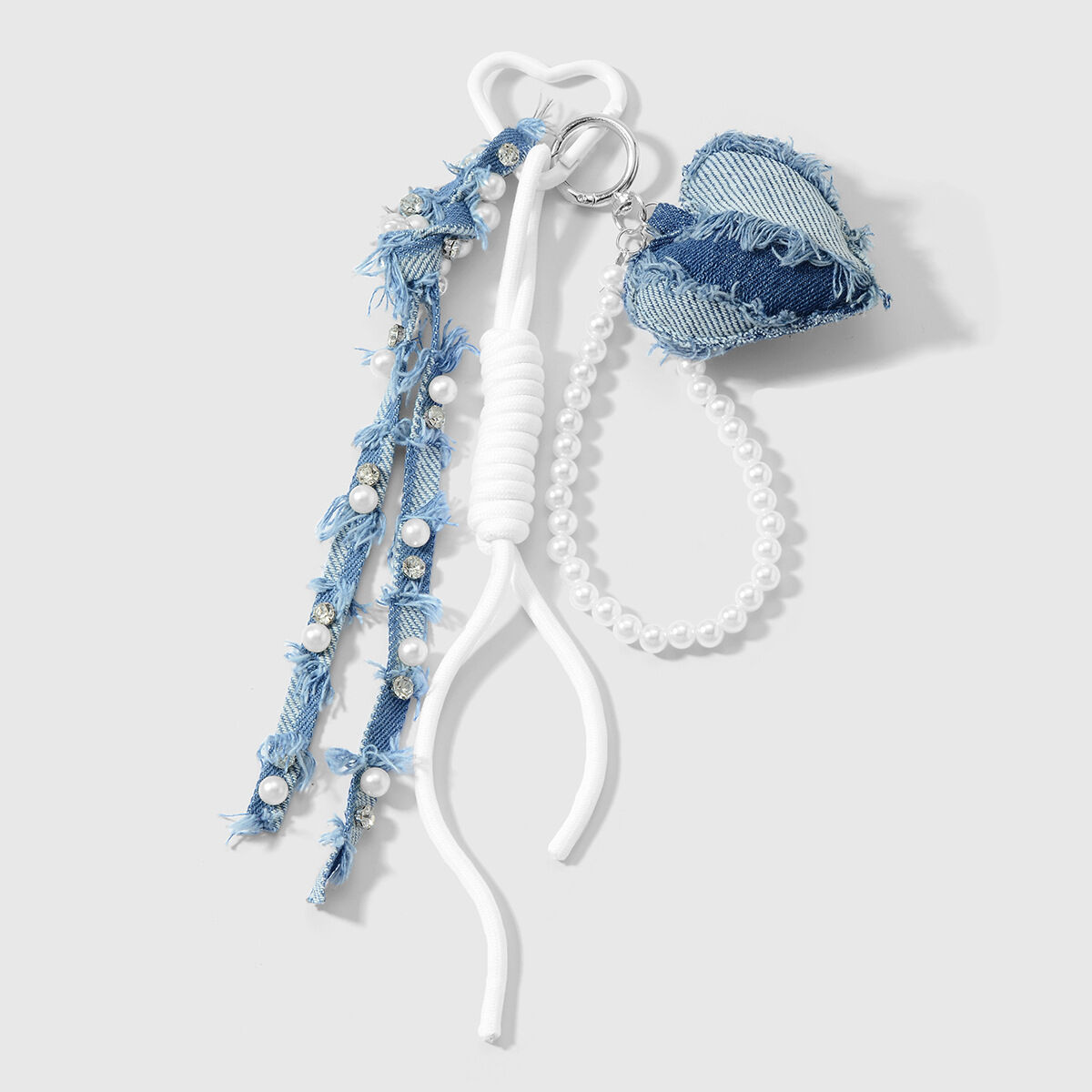 1 Piece Denim Heart Bow Knot Bag Charm h5