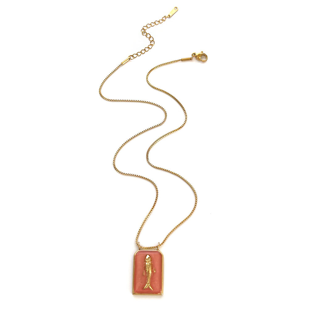1 Piece Fish Stainless Steel Waterproof Gold Color Enamel Pendant Necklace