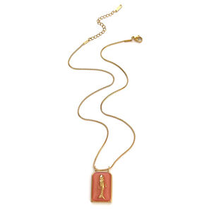 1 Piece Fish Stainless Steel Waterproof Gold Color Enamel Pendant Necklace h5