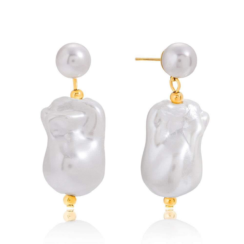 1 Pair Elegant Irregular Shape Stainless Steel Waterproof Gold Color Women's Drop Earrings