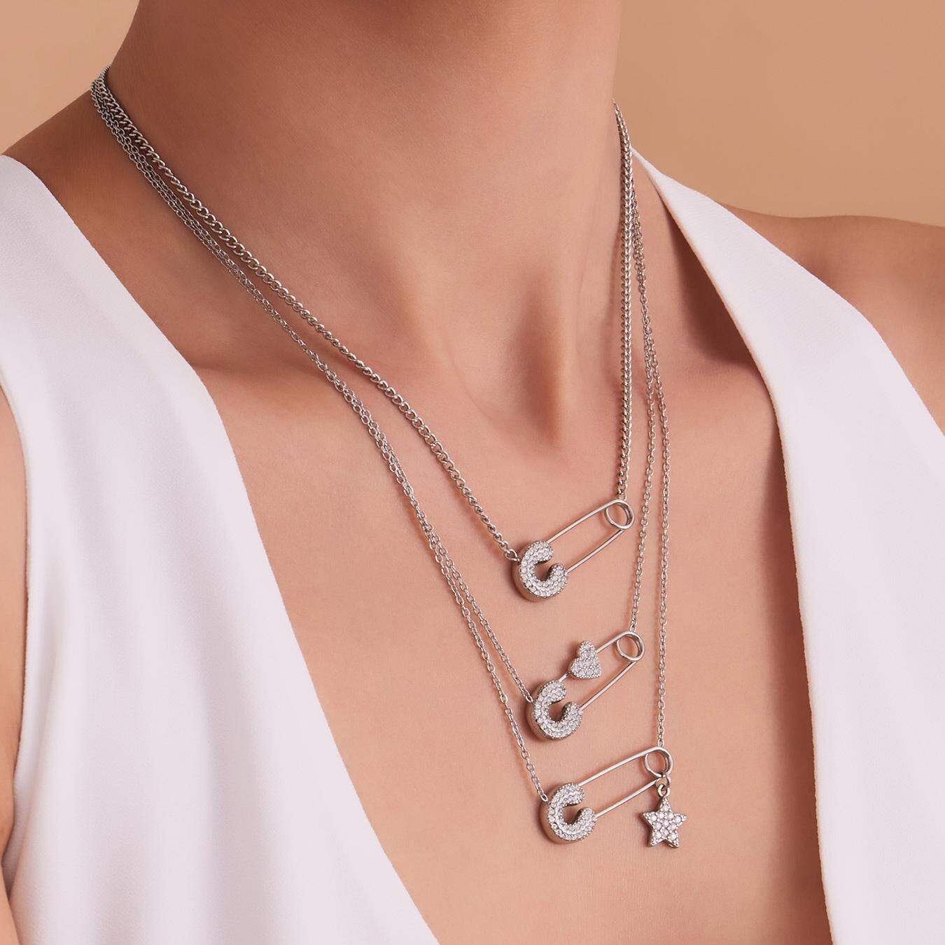 Daily Paper Clip Stainless Steel Waterproof Gold Color Women's Pendant Necklaces h5 Picture2