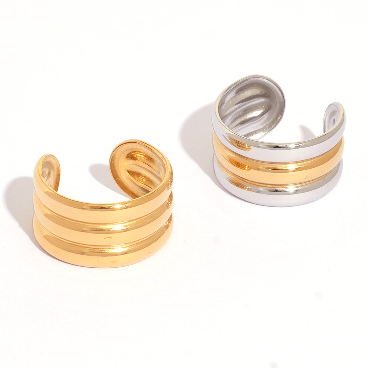 1 Piece Classic Strip Stainless Steel Waterproof Gold&Silver Color Statement Rings Picture4