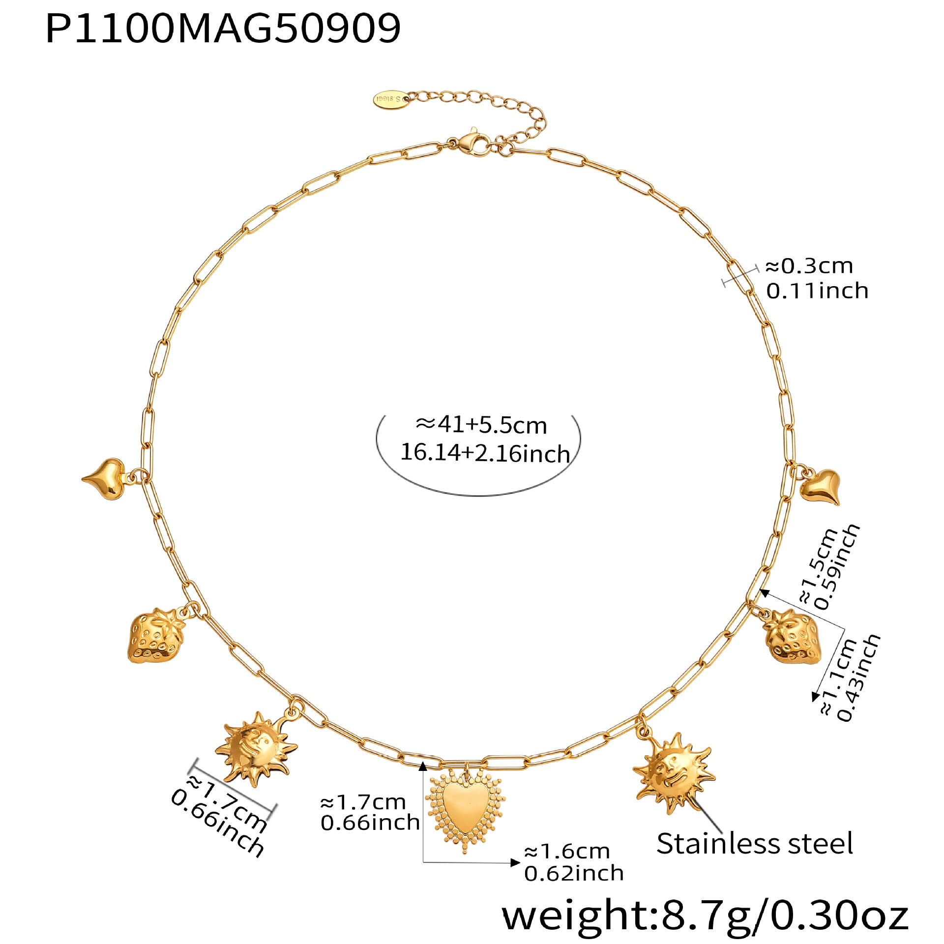 P1100-Gold Diy Necklace 41+5Cm 