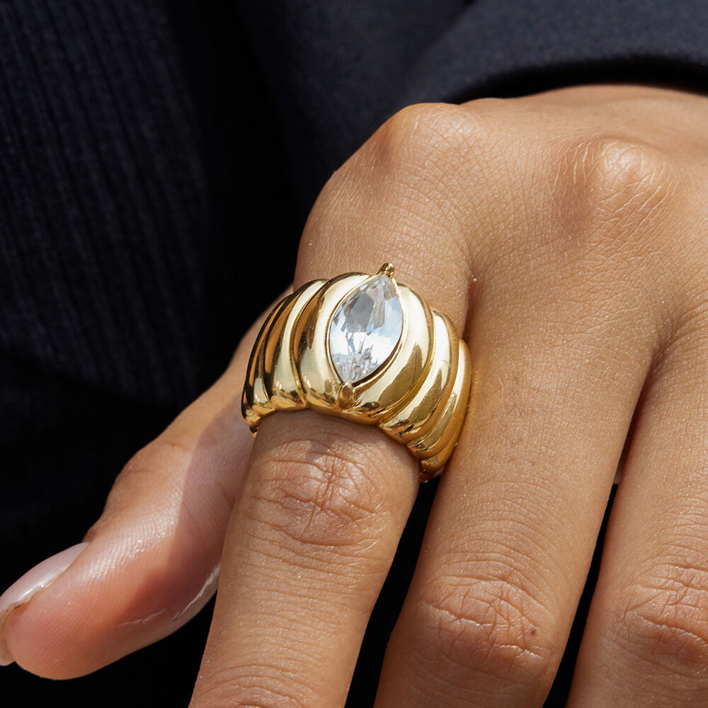1 Stück luxuriöser, wasserdichter Statement-Ring aus Edelstahl in Goldfarbe h5Bild4