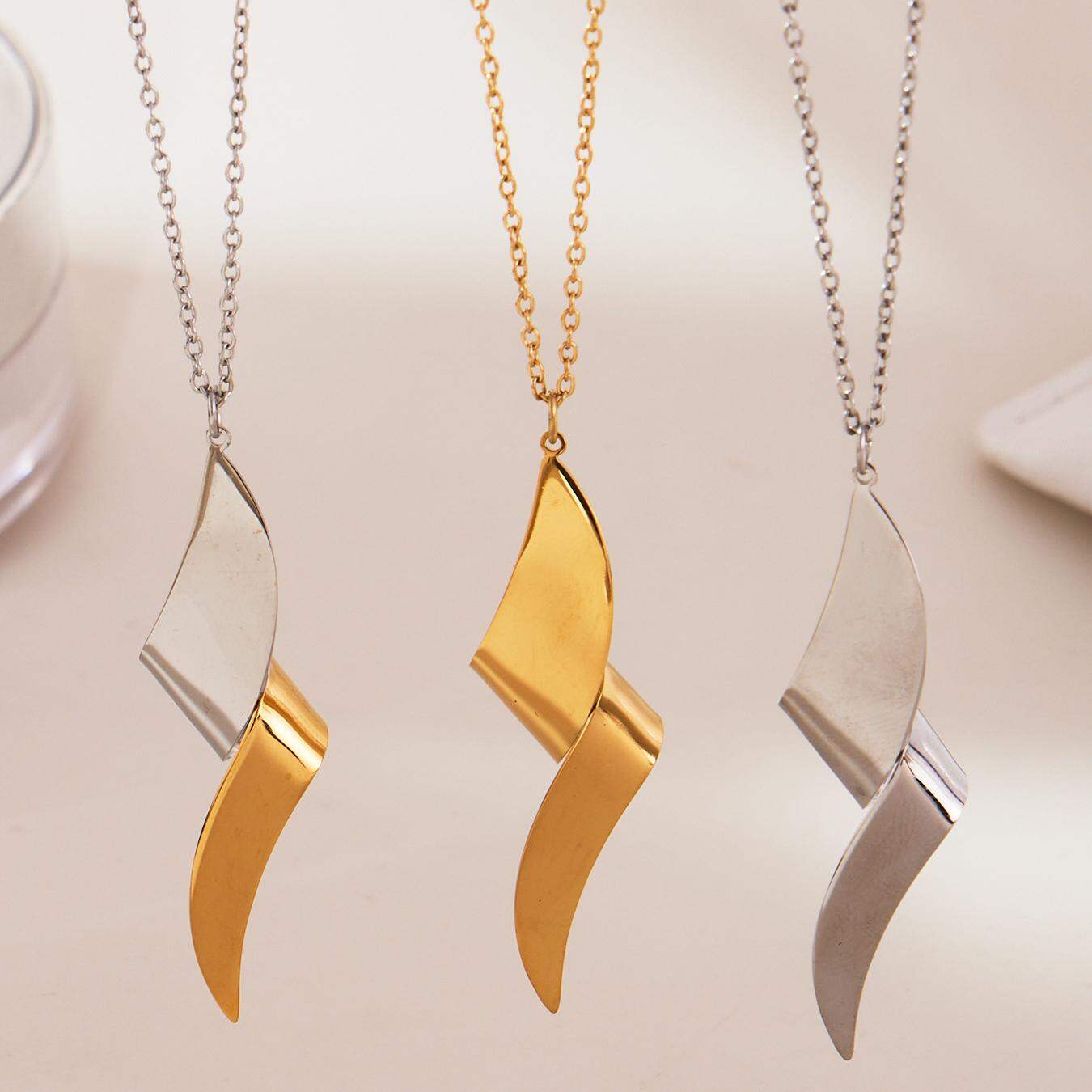 Minimalist Twist Mixed Gold&Silver Colors Stainless Steel Waterproof Women's Jewelry Sets h5 Picture3