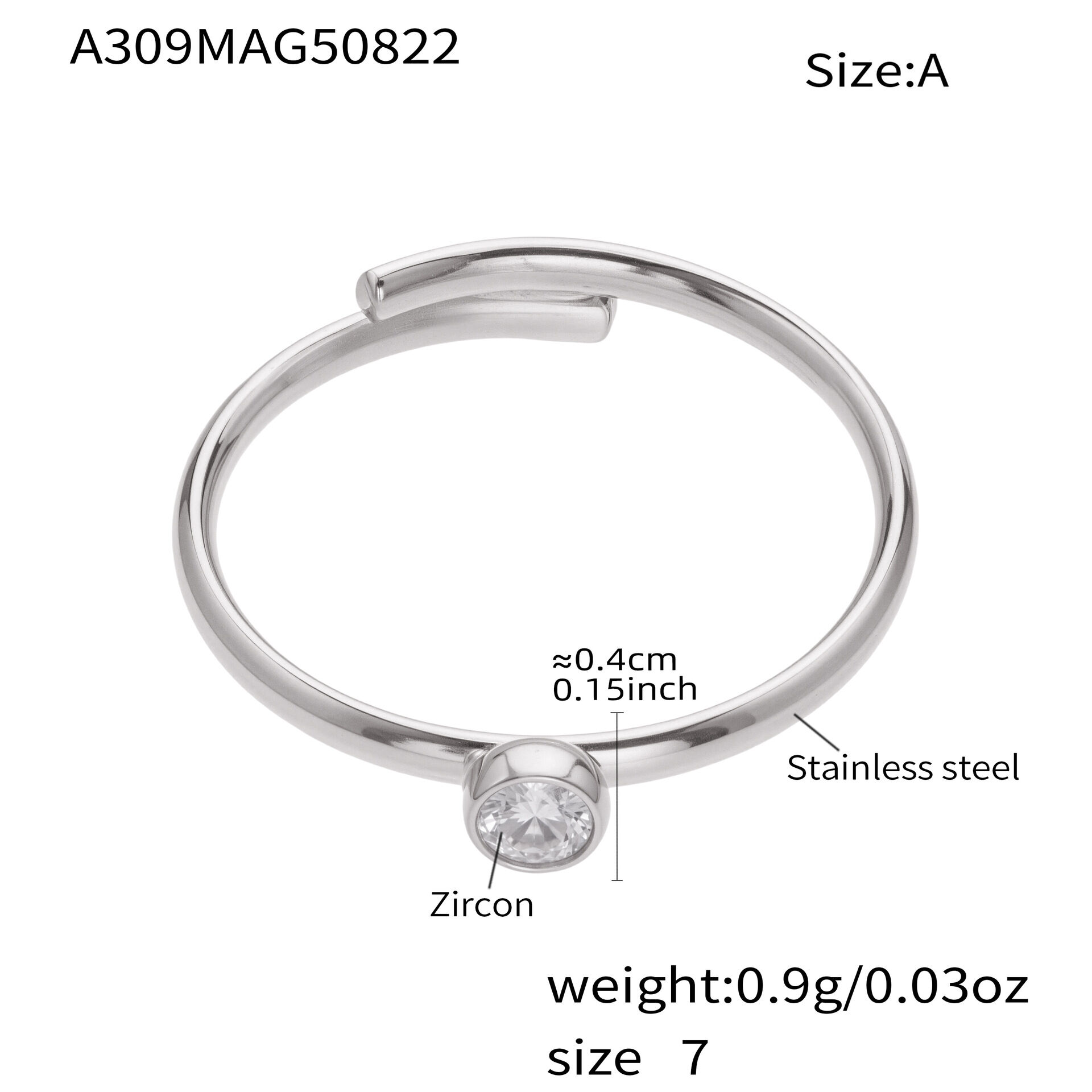 A309-A Steel Color Single Zircon Ring Picture2