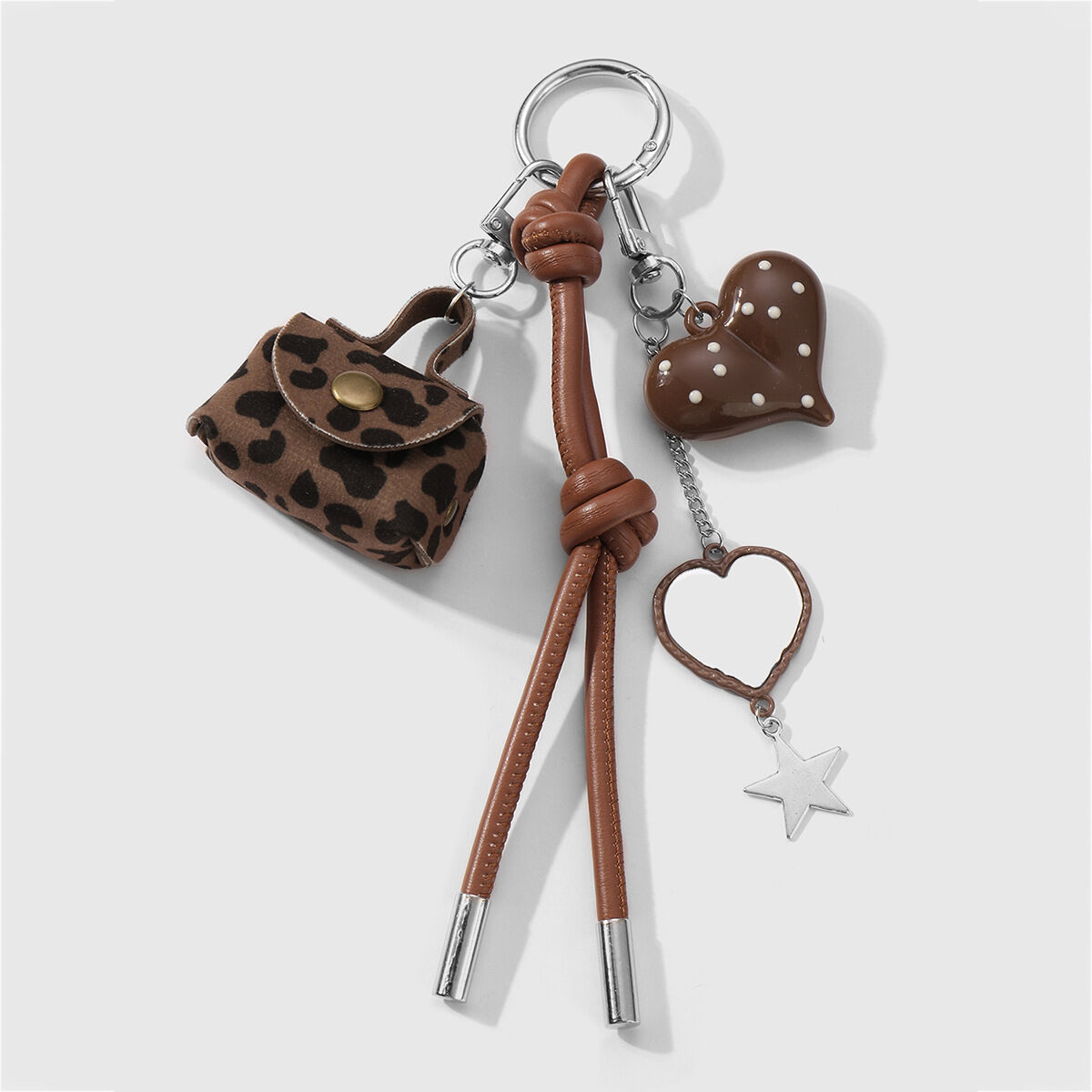 1 Piece Retro Acrylic Heart Leopard Print Bag Charm h5