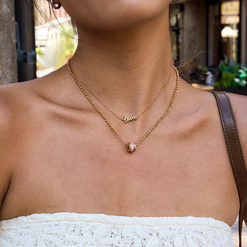 1 Piece Exquisite Classic Circle Stainless Steel Waterproof Gold Color Zircon Women's Pendant Necklaces h5 Picture5