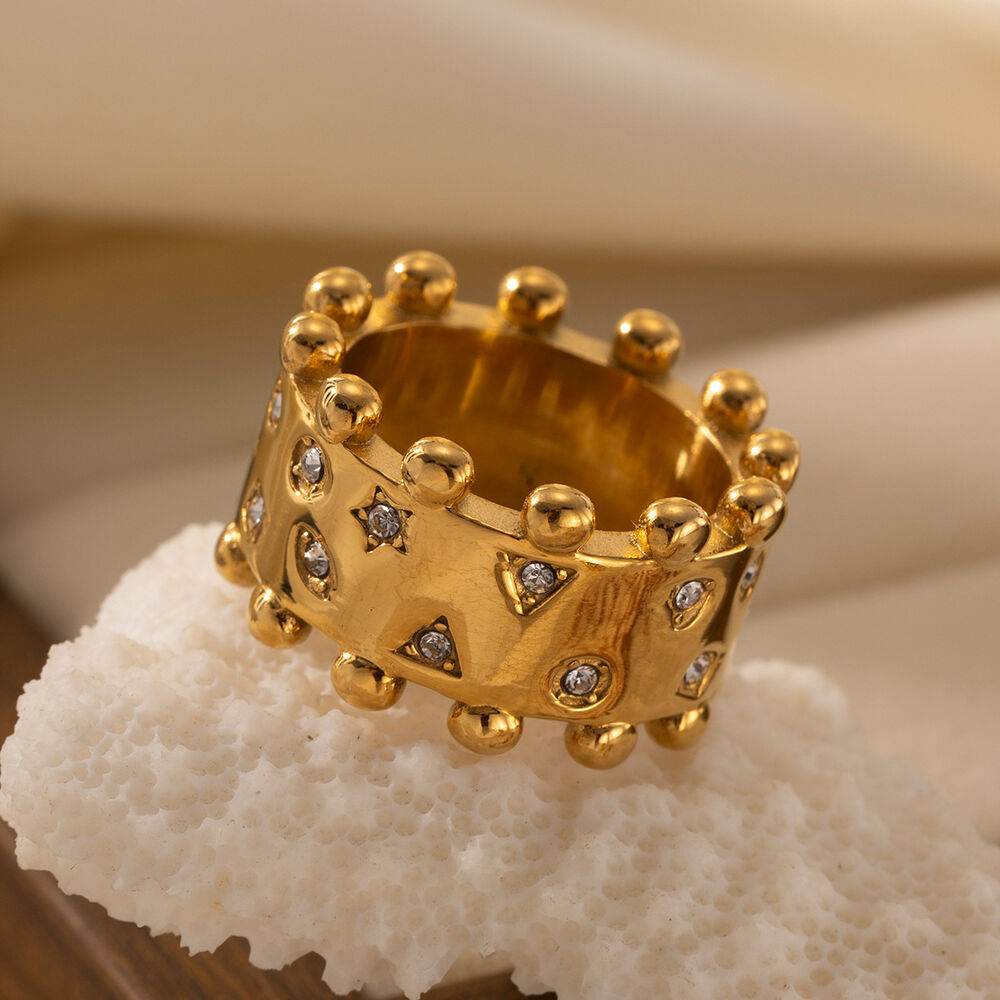 1 Piece Star Stainless Steel Waterproof Gold Color Statement Ring Picture3