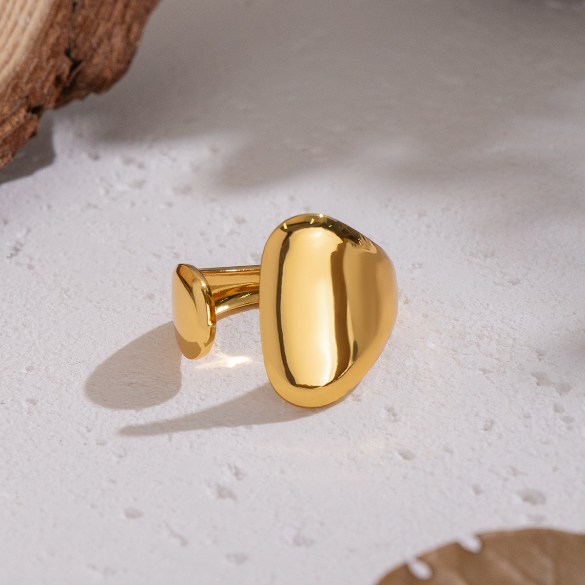 1 Piece Irregular Shape Stainless Steel Waterproof Gold Color Minimalist Ring