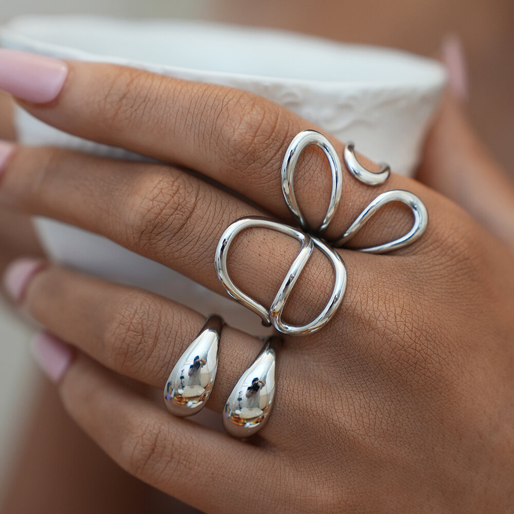 1 Piece Simple Simple Irregular Shape Stainless Steel Waterproof Gold Color Women's Statement Rings Picture2