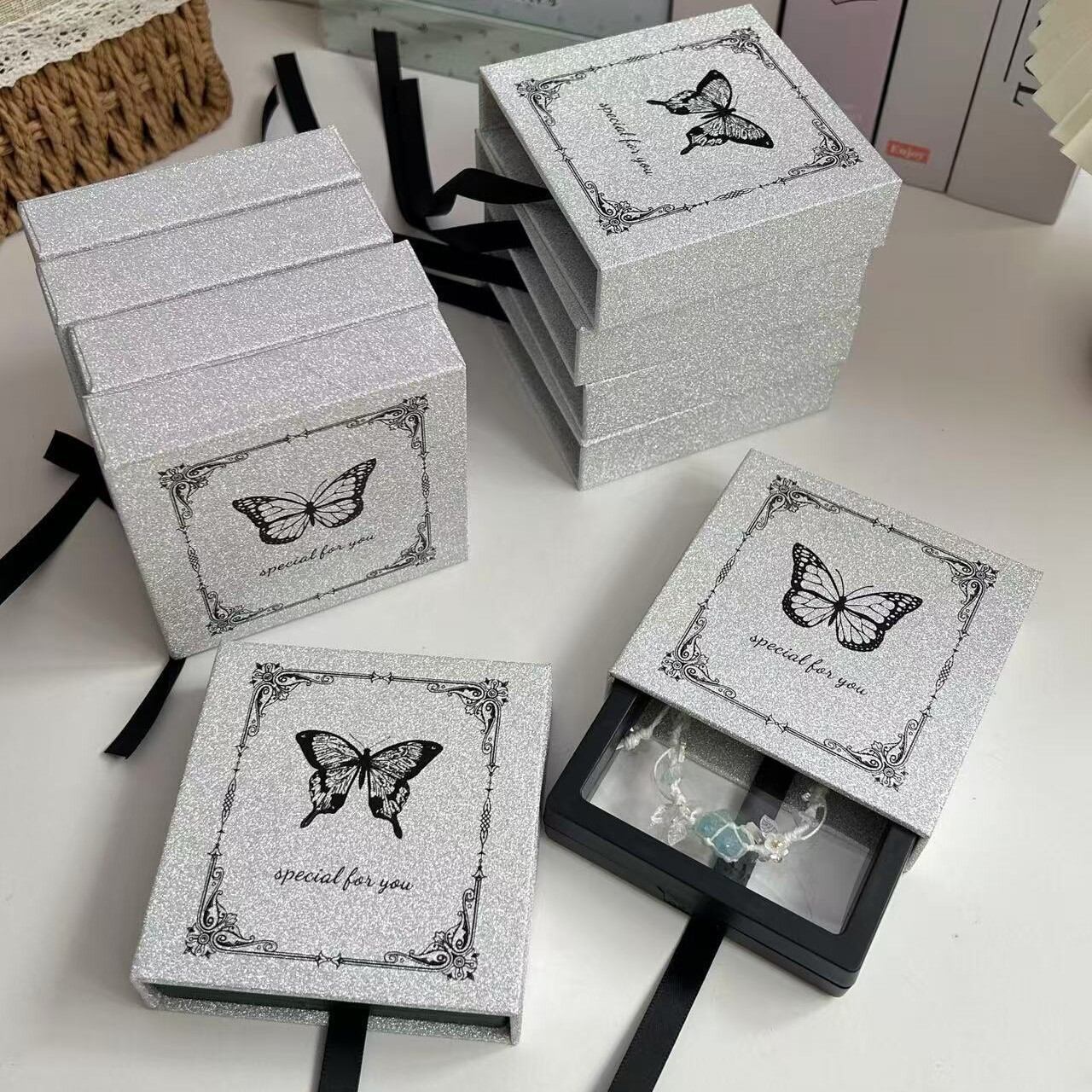 Butterfly Paper Jewelry Box Customized Logos Available 2