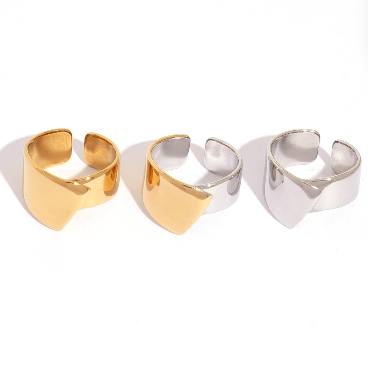 1 Piece Solid Color Irregular Shape Stainless Steel Waterproof Statement Rings Picture8