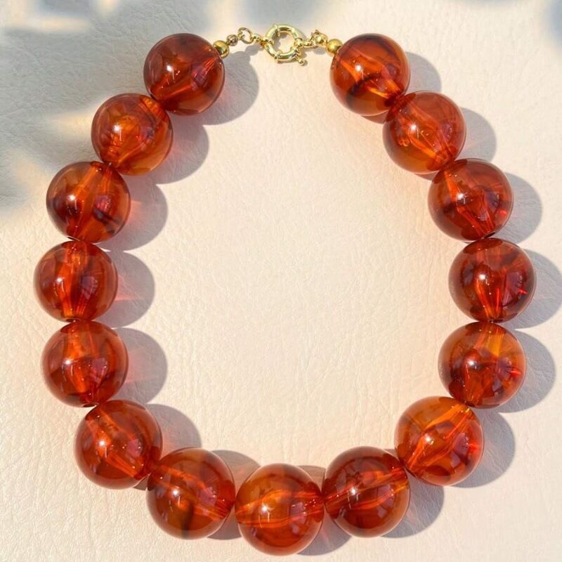 1 Piece Retro 25mm Beads Gradient Color Acrylic Beaded Necklace 
