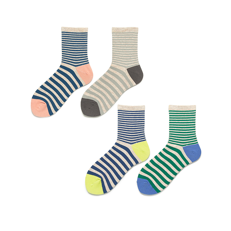 1 Pair Colorful Stripe Cotton Women's Mid-Calf Socks h5 Picture2