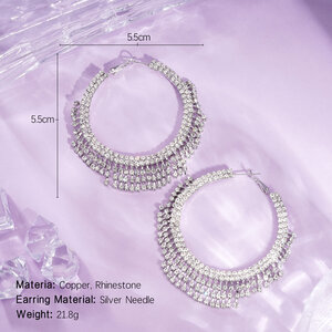 1 Pair Festive Series Circle Tassel Copper Party Earrings h5