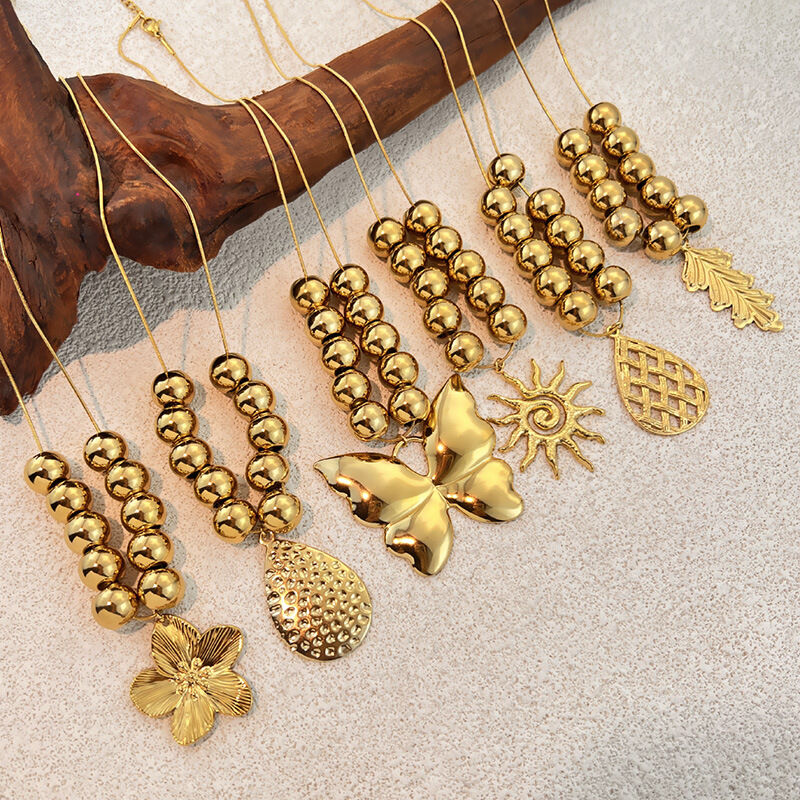 1 Stuk Kralen Roestvrij Staal Waterdicht Goudkleurige Statement Hanger Ketting h5 Afbeelding3