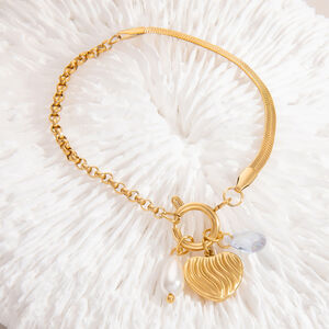 1 stuk elegante, waterdichte armband van roestvrij staal met hartje en zirkonia bedeltje h5 Afbeelding4