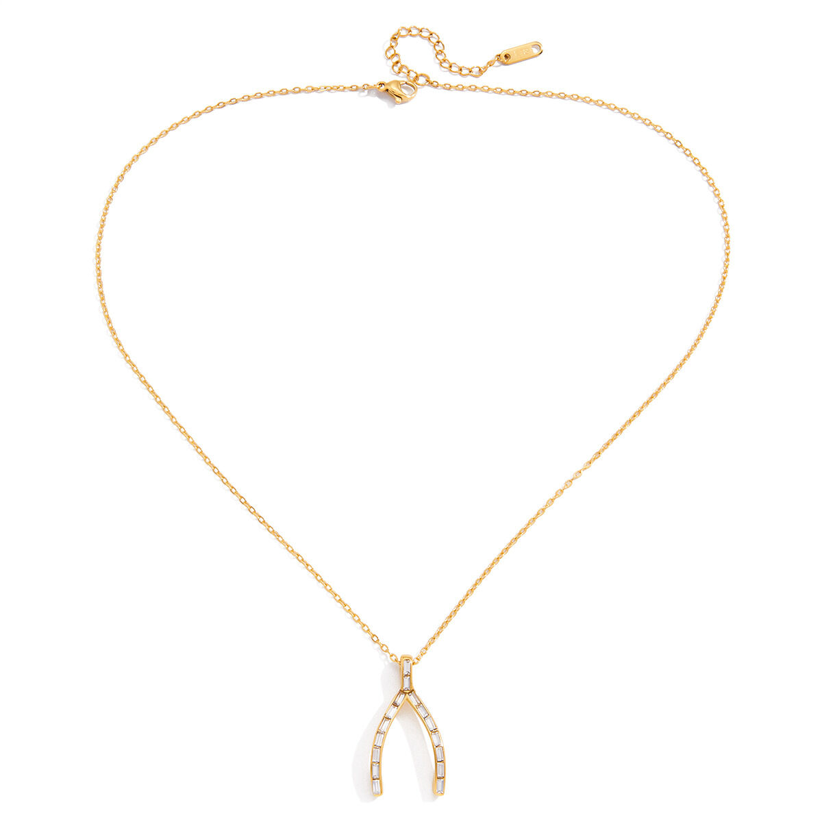 1 Piece Classic Irregular Shape Stainless Steel Waterproof Gold Color Zircon Women's Pendant Necklaces 