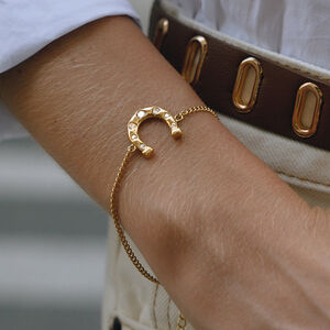 Luxurious Horseshoe-shaped Stainless Steel Waterproof Gold Color Zircon Women's Jewelry Sets h5 Picture6