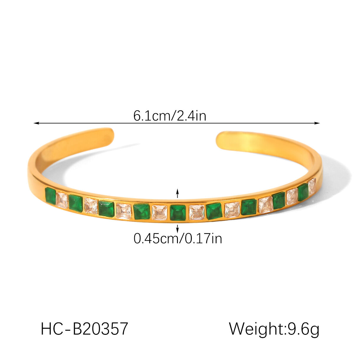 1 Piece Luxurious Series Stainless Steel Waterproof Gold Color Zircon Cuff Bracelet Picture2
