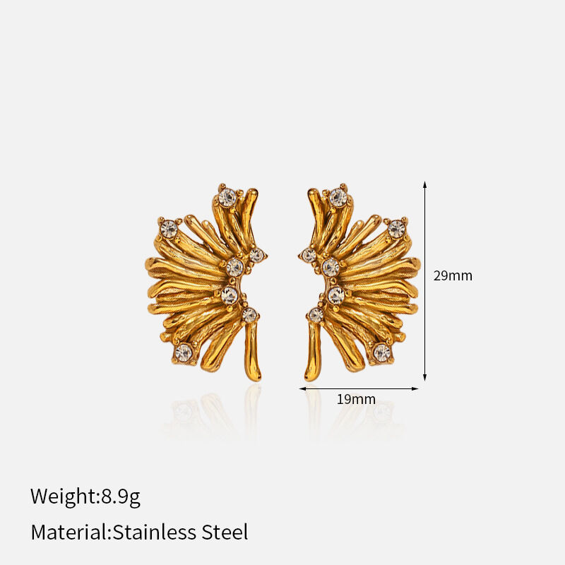 1 Pair Irregular Shape Stainless Steel Waterproof Gold Color Stud Earrings h5