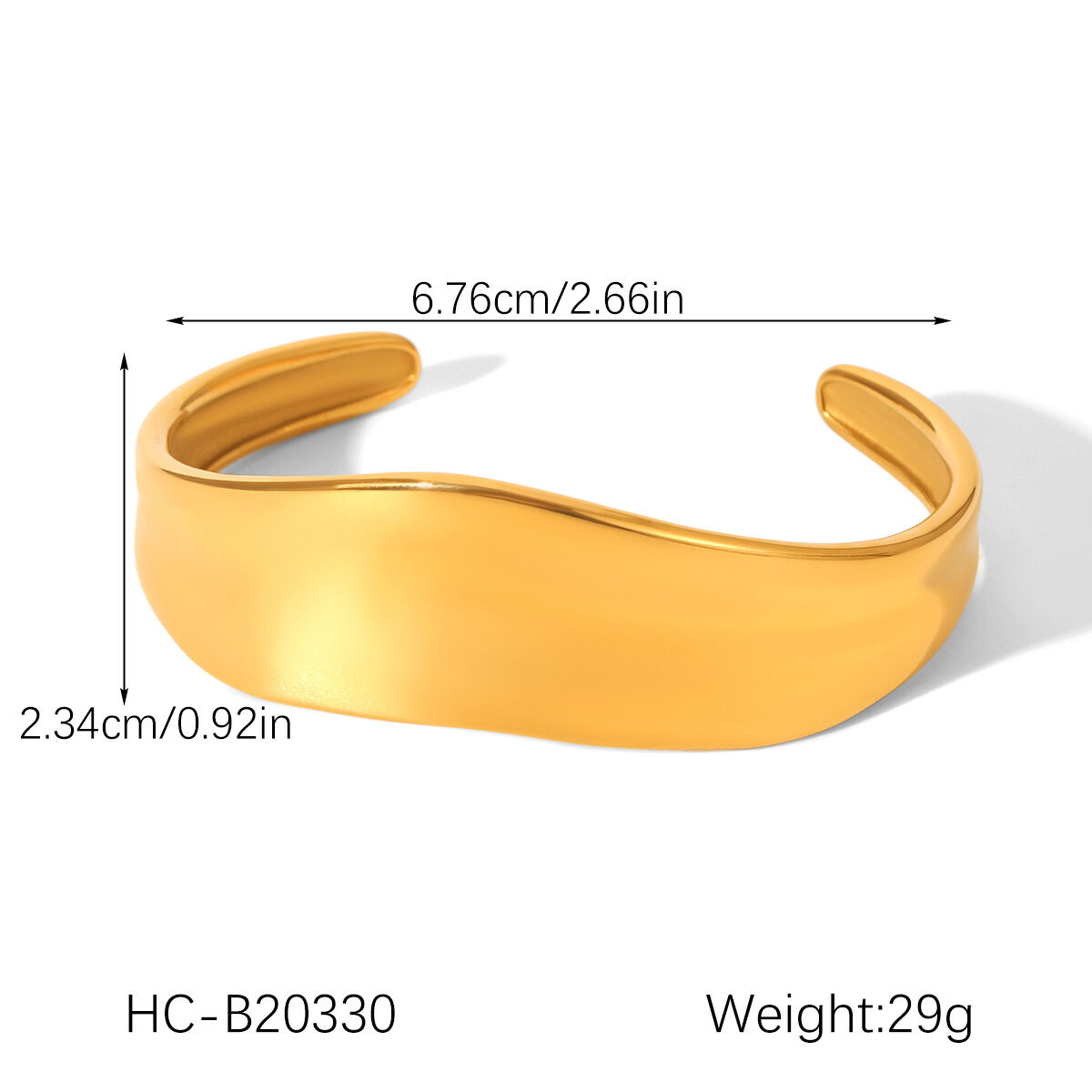 1 Piece Irregular Shape Stainless Steel Waterproof   Gold Color  Women's Bangles Picture2