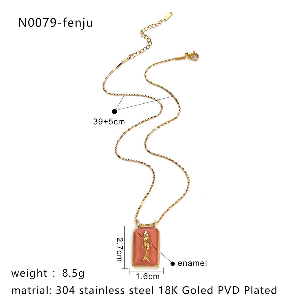 1 Piece Fish Stainless Steel Waterproof Gold Color Enamel Pendant Necklace Picture2