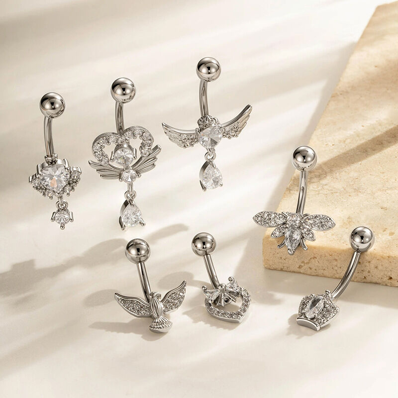 1 Piece Bow Knot Copper Gold Color Zircon Navel Piercings 2