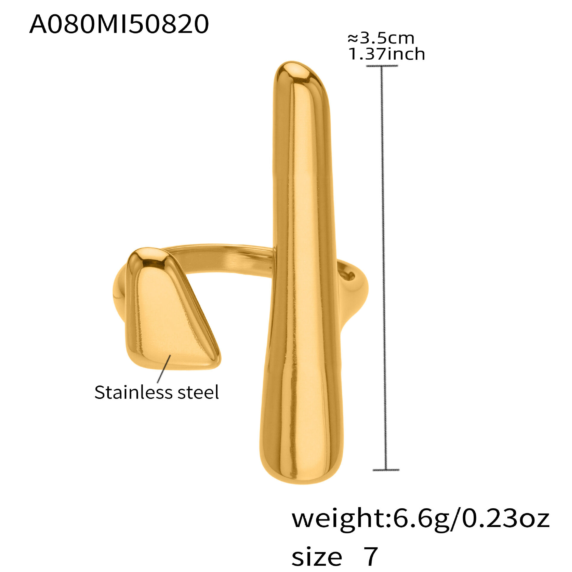 1 Stück moderner, unregelmäßig geformter Statement-Ring aus wasserfestem Edelstahl in Goldfarbe h5 Bild2