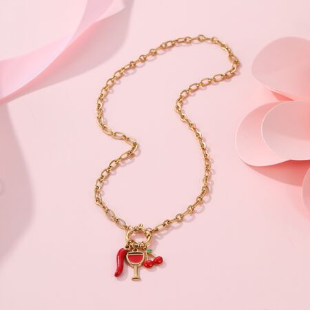 1 Piece Sweet Irregular Shape Cherry Stainless Steel Waterproof Women's Pendant Necklaces 2