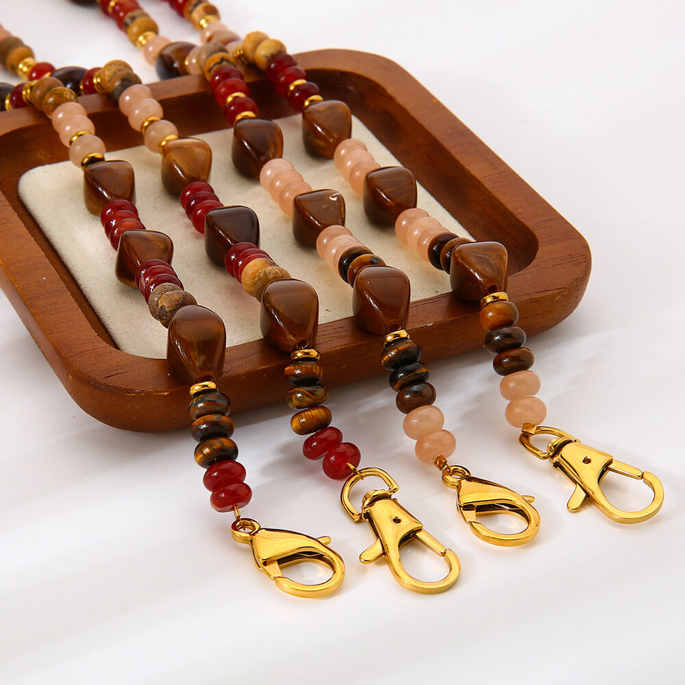 1 Piece Classic Retro Beads Acrylic   Gold Color  Women's Beaded Necklaces 2
