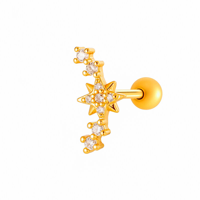 1 pezzo delicato fiore color rame oro zircone orecchini da donna piercing Immagine7
