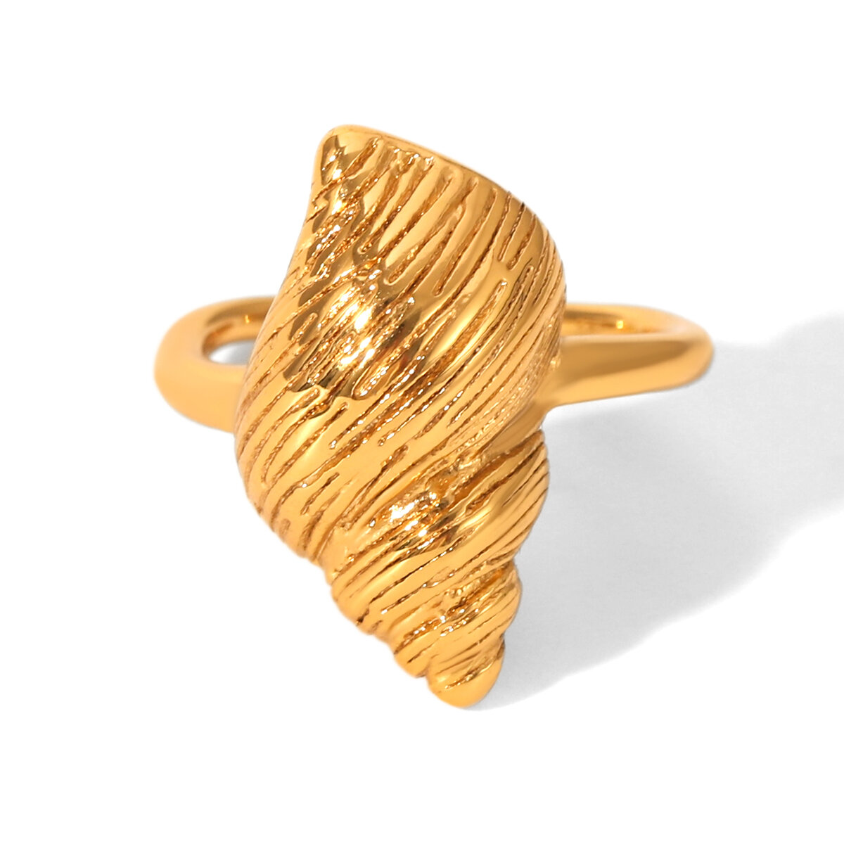 1 Stück schlichter, alltagstauglicher Schildkrötenring aus Edelstahl, wasserdicht, goldfarben, Damen-Statement-Ring h5 