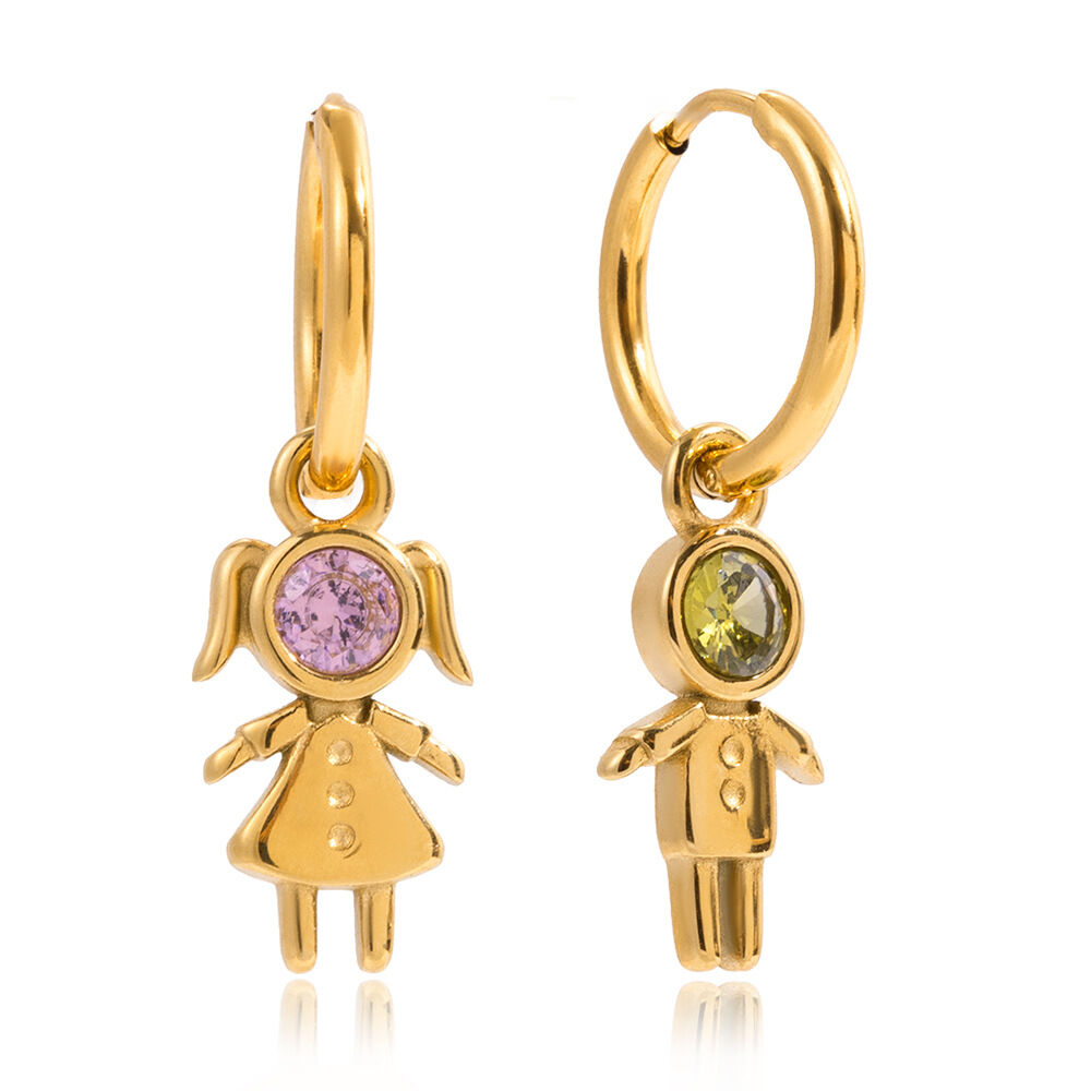 1 Pair Romantic Children Stainless Steel Waterproof Gold Color Zircon Women's Drop Earrings