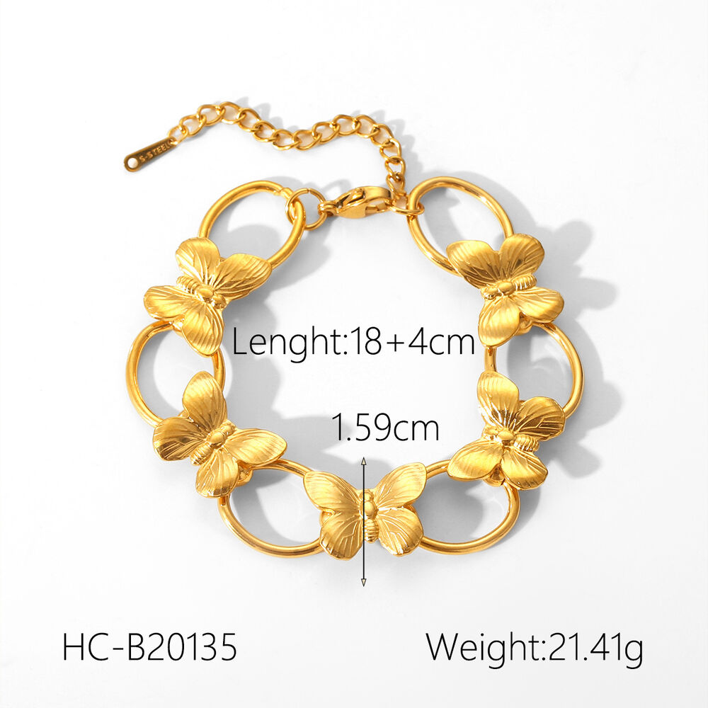 Set di collane da donna color oro impermeabili in acciaio inossidabile a forma di farfalla, 1 pezzo h5Immagine2