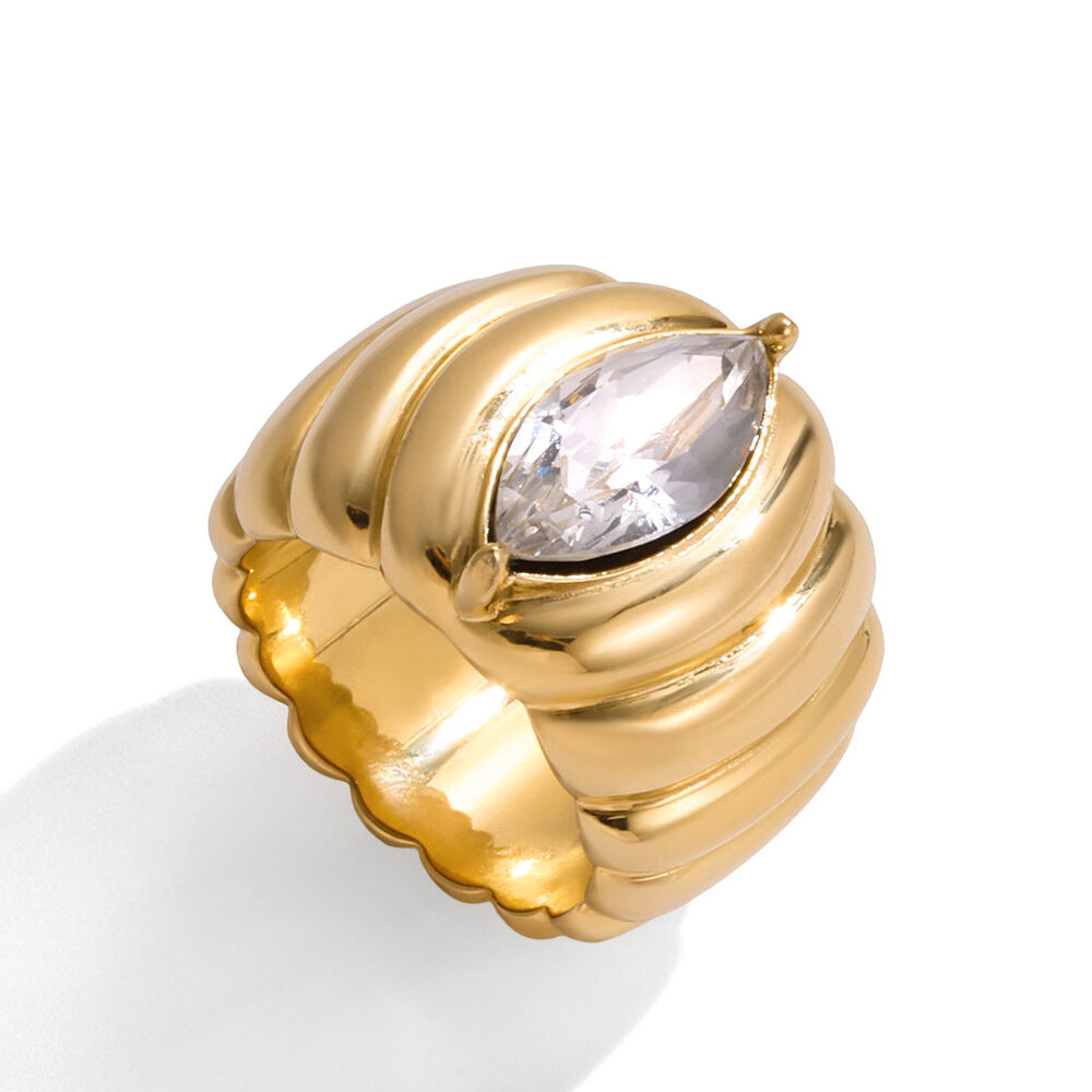 1 Stück luxuriöser, wasserdichter Statement-Ring aus Edelstahl in Goldfarbe h5Bild7