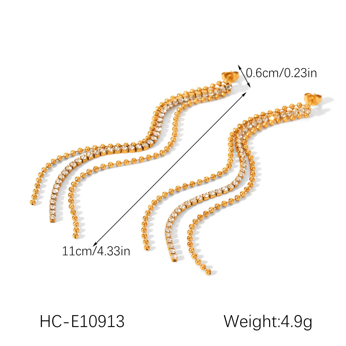 1 Pair Luxurious Daily Tassel Stainless Steel Waterproof Gold Color Women's Stud Earrings h5 Picture2
